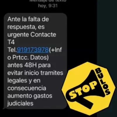 Estafa SMS Contacto Urgente – Falso.