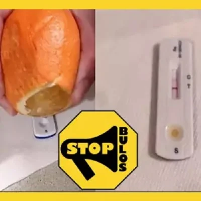 Bulo Test de Antígenos y zumo de naranja.