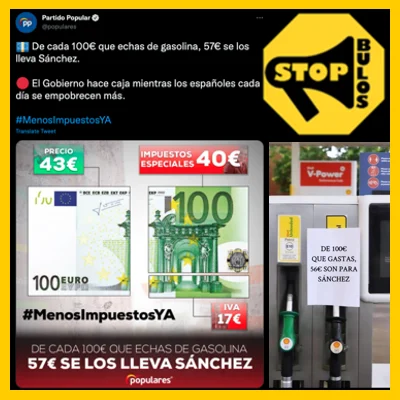 De cada 100€ de gasolina, 57€ son impuestos.