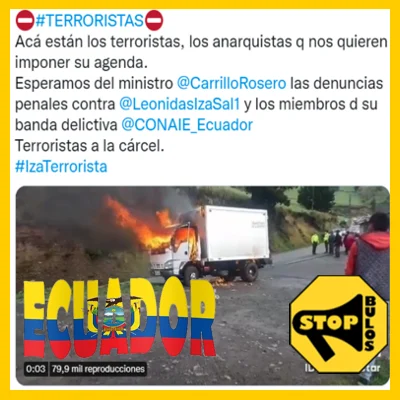 América Latina – ECUADOR – Conaie quema un camión para presionar al gobierno￼