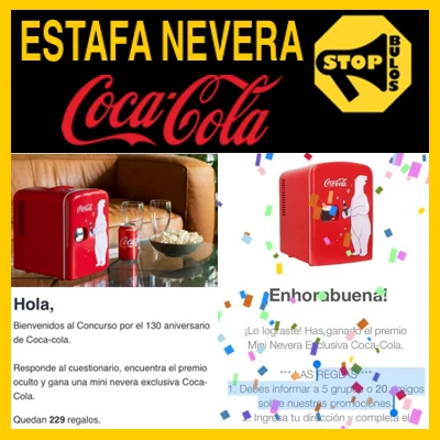 Nevera de Coca Cola gratis.