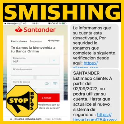 SMISHING  suplantando al Banco Santander