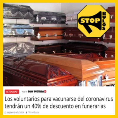 Los voluntarios para vacunarse del coronavirus tendrán un 40% descuento en funerarias.