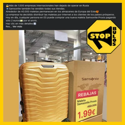 Fraude – Phishing – Maletas Samsonite Proxis.