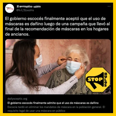 El Gobierno Escoces Declara que las mascarillas son perjudiciales.