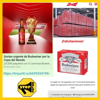 Budweiser regala packs de cervezas para despedir el Mundial de Catar 2022.