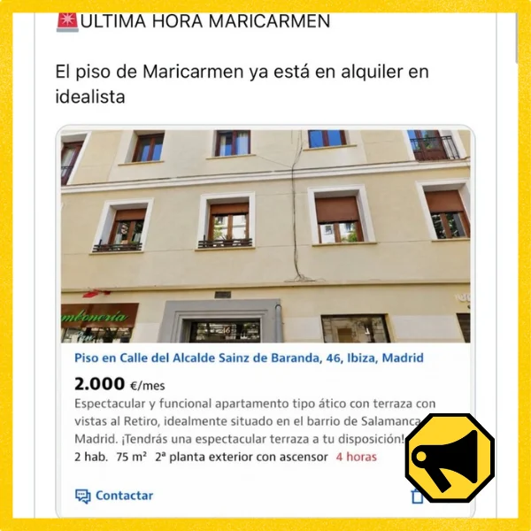 La captura del supuesto alquiler del piso de Maricarmen es falsa